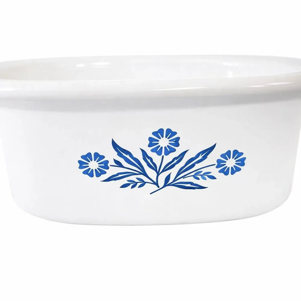 Corning Ware 4-Quart Dutch Oven Cornflower Blue W Lid P-12-C VTG White P-34-B